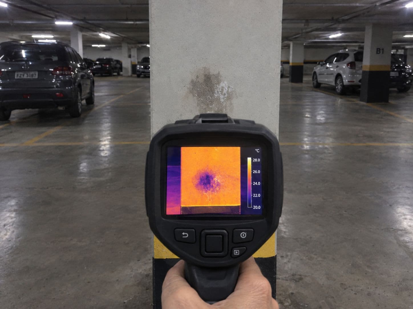 Termografia em pilar da garagem